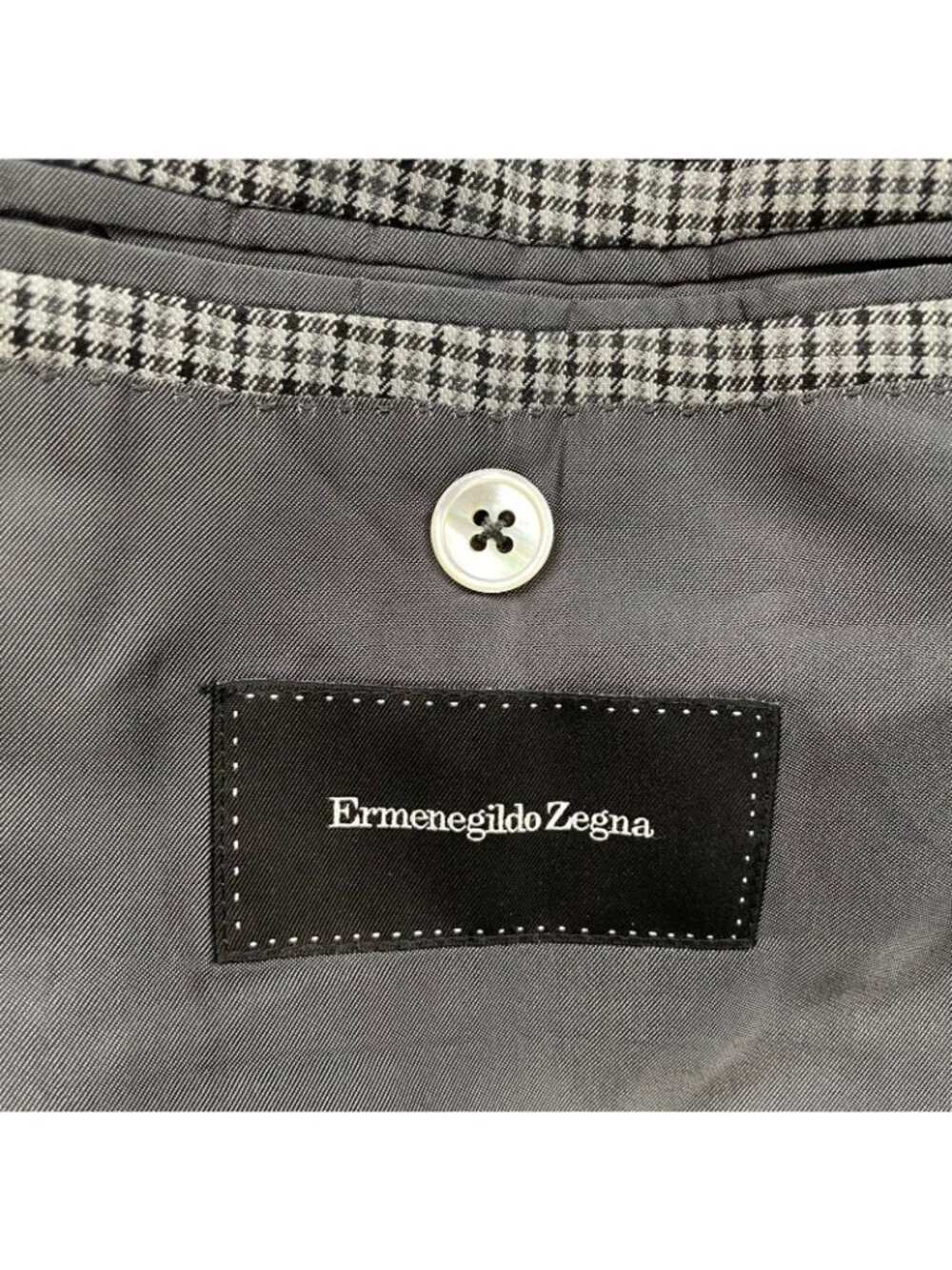 Ermenegildo Zegna Men’s Wool/Silk 2-Button Blazer Gray Plaid • Italy • 44R US